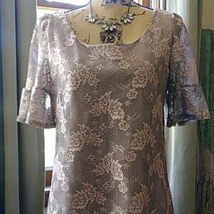 Love In Floral Pink & Black Lace Baby Doll Dress